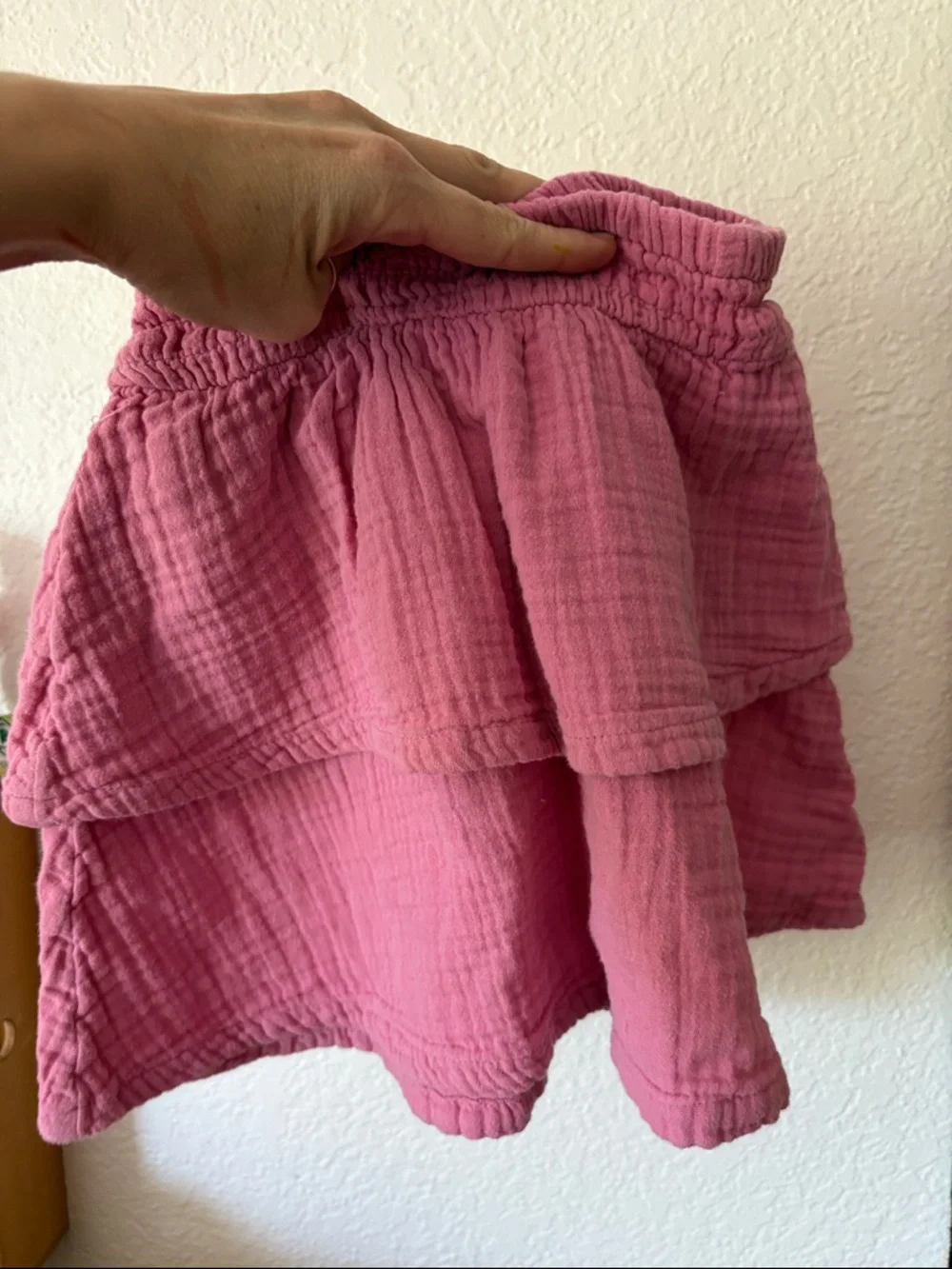 Old Navy Pink 100% Cotton Gauze Tiered Smocked Skirt